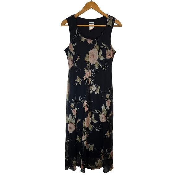 VTG Believe 90s Floral Maxi Lined Dress Moody Grunge Feminine Fairy 16 Boho - Picture 1 of 8